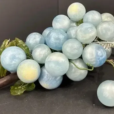 Vintage Mid Century Modern Blue Lucite Grape Cluster Driftwood Stem Retro 