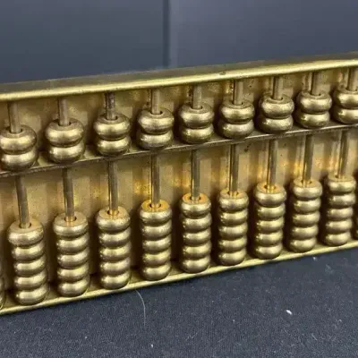 Vintage 5” Pocket Abacus Possibly Brass 