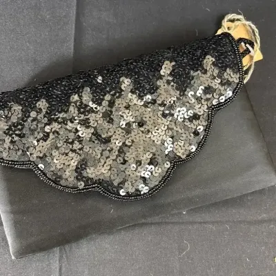 Stefani Women’s Fashion Clutch Purse, Black With Sequence