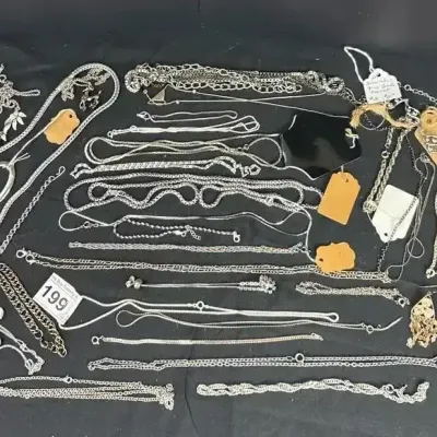 Huge Lot Of Vintage Women’s Silver Colored Jewelry Including Necklaces And Bracelets
