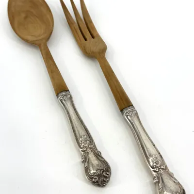 Sale Photo Thumbnail #217: Lot 217 Sterling handled salad utensils