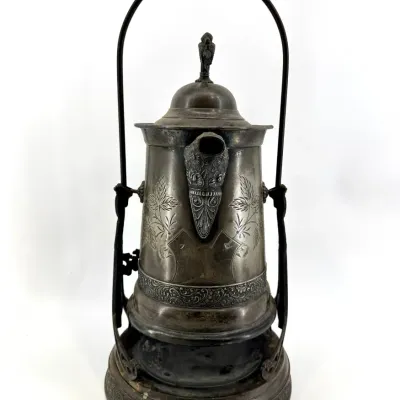Sale Photo Thumbnail #80: Lot 80: Victorian silver plate urn on swing