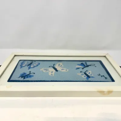 Sale Photo Thumbnail #181: Lot 181 Vintage cross stich butterfly tray