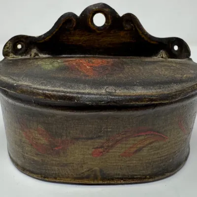 Sale Photo Thumbnail #50: Lot 50: Toleware match safe