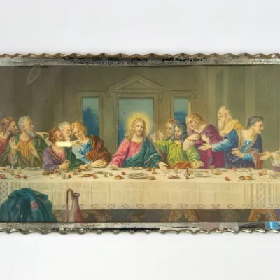 Sale Photo Thumbnail #254: Lot 254 Mirror backed Last Supper wall hanging