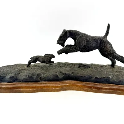 Sale Photo Thumbnail #194: Lot 194 Terrier chasing rabbit statue