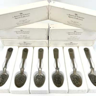 Sale Photo Thumbnail #218: Lot 218 Pewter collectible spoons