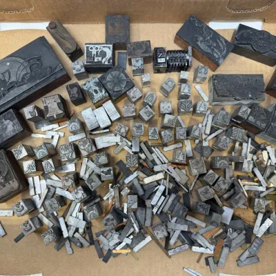 Sale Photo Thumbnail #178: Lot 178 antique print blocks
