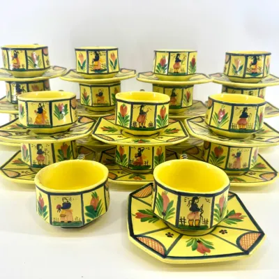 Sale Photo Thumbnail #2: Lot 2: Vintage French Henriot Quimper ceramic teacup and saucer set 