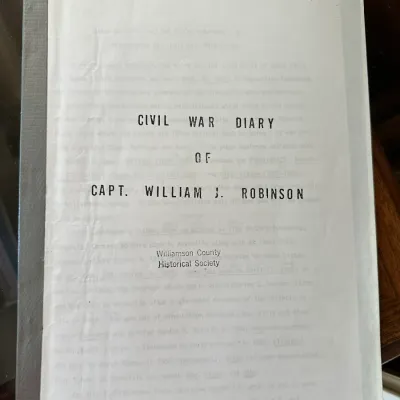 Sale Photo Thumbnail #445: Bound booklet titled "Civil War Diary of Capt. William J. Robinson," published by the Williamson County Historical Society.