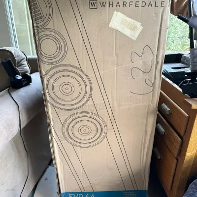 Sale Photo Thumbnail #149: Wharfedale EVO 4.4 loudspeaker in its original cardboard packaging.
