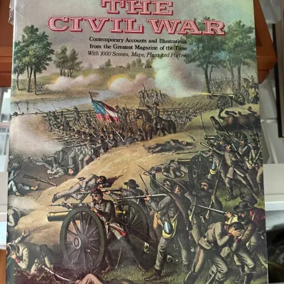 Sale Photo Thumbnail #414: Hardcover edition of Harper's Pictorial History of The Civil War, featuring contemporary accounts, illustrations, scenes, and maps, with visible wear to the dust jacket edges.