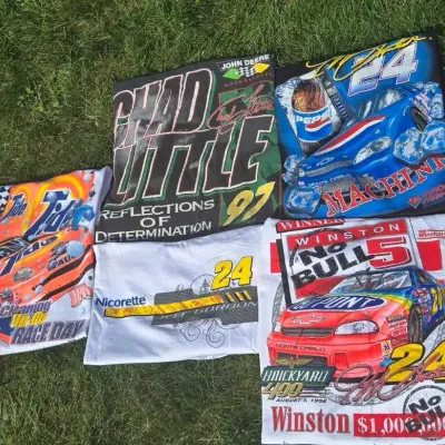 NASCAR Jeff Gordan & Chad Little Racing T-Shirts, 5Pc: Nicorette, Tide, John Deere, Pepsi (XL-3XL)