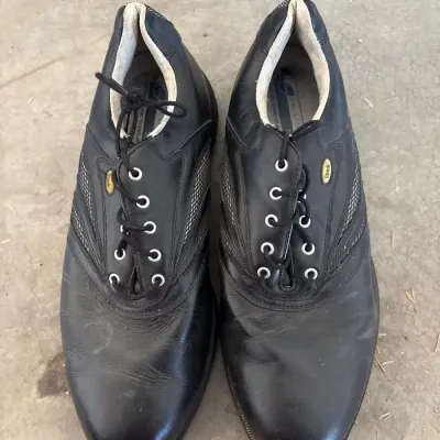 Etonic Golf Shoes - Size 12W M, Black Leather, Cleated