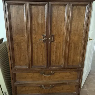 MCM Wellington By Drexel Wood Armoire - 4 Drawers, Wardrobe, Gentleman's Chest, Light Wood