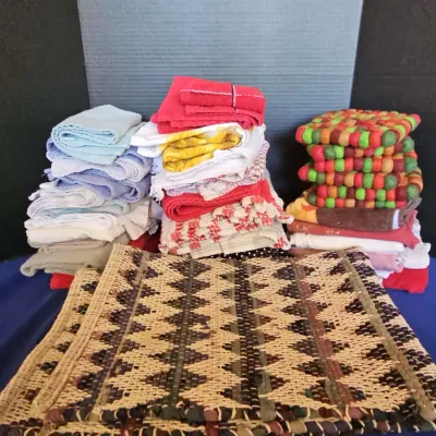 Seasonal Holiday And Regular Kitchen Items - Hand Towels, Felt Trivets, Handwoven Rug
