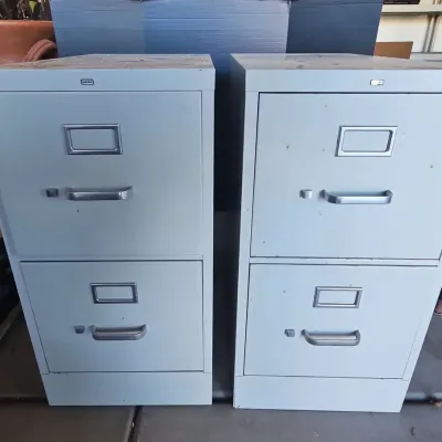 2 Hon Metal Filing Cabinets - 2 Drawer, Grey Set