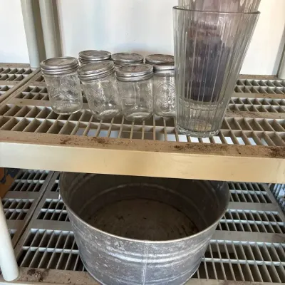 Event Decor - Ball Glass Jars, Clear Vases & Galvanized Bucket, Rustic