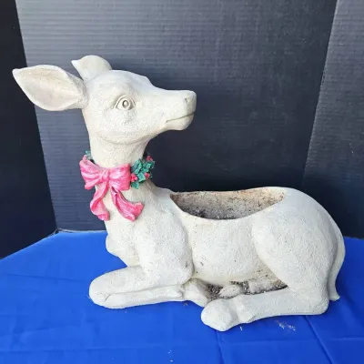 Holiday Ceramic Deer Planter