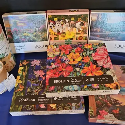 Puzzle Time - 8 Fun Vintage & Classic Puzzles, Floral Landscape