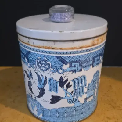 8" Vintage Blue Magic Krispy Kan Cracker Canister