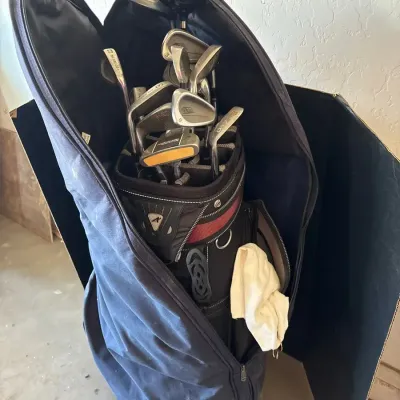 Golf Clubs with Bag & Travel Case - Pal Joey Irons, Orlimar Wood, Chipper & Wedge