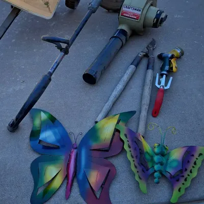 Yard Tools & Two Cute Metal Butterfly Outdoor Wall Decor