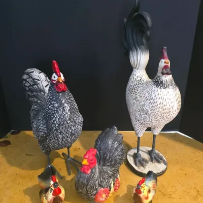 Hens & Roosters - VTG Salt & Pepper Shaker, Cracker Barrel Earthenware Sponge Holder, Farmhouse