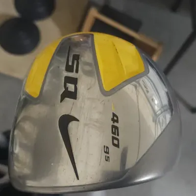 Sale Photo Thumbnail #345: Nike SasQuatch SQ 460 9.5-degree driver, featuring yellow accents and light surface wear.