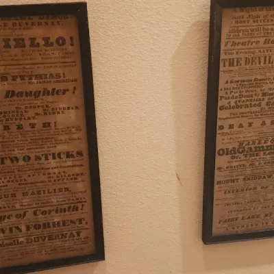 Sale Photo Thumbnail #139: Pair of framed vintage Theatre Royal, Drury Lane broadside playbills, housed in matching dark wood frames.