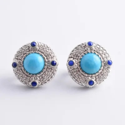 Judith Ripka, Turquoise & Lapis Lazuli Sterling Silver Earrings