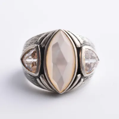 Mother Of Pearl Sterling Silver Statement Ring