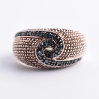 Natural Blue Diamond Sterling Silver Ring