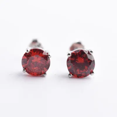 Red Sterling Silver Stud Earrings