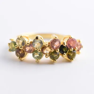 Tourmaline Sterling Silver Cluster Ring