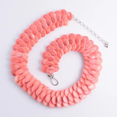 Sterling Silver Pink Coral Bead Necklace