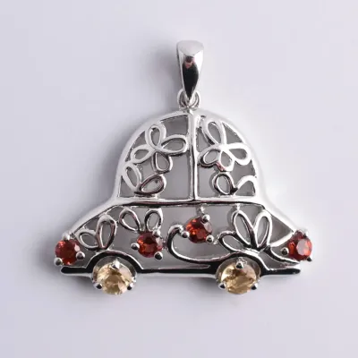 Citrine & Lemon Quartz Sterling Silver Ornate Pendant