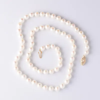 14k Yellow Gold Pearl Necklace