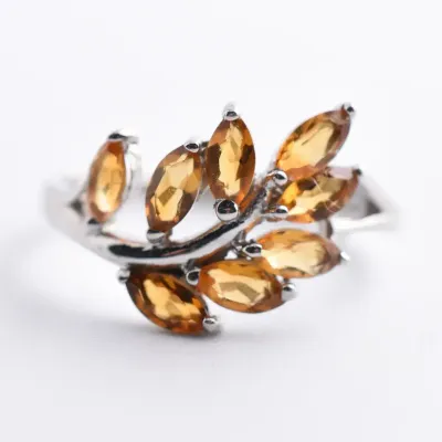 Citrine Sterling Silver Cluster Ring