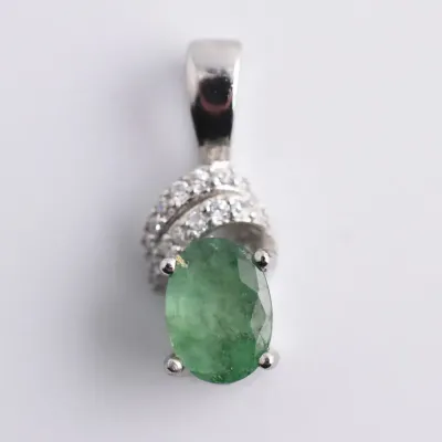 Natural Emerald Sterling Silver Pendant