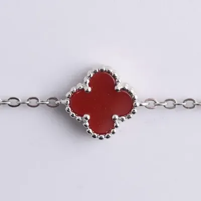 Sterling Silver Enamel Sterling Silver Clover Bracelet