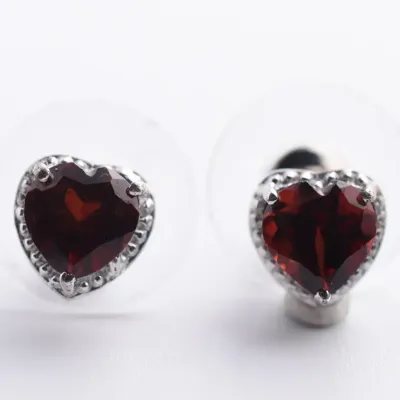 Garnet Sterling Silver Stud Earrings