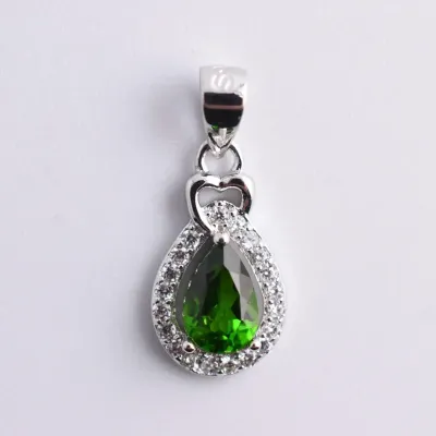 Chrome Diopside Sterling Silver Halo Pendant