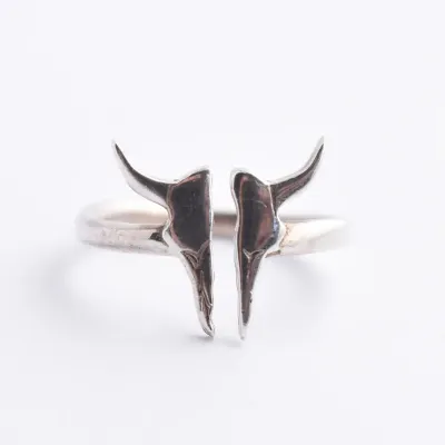 Sterling Silver Longhorn Skull Ring