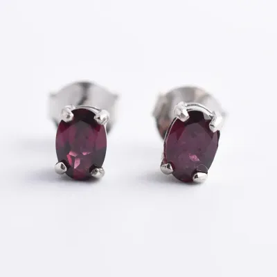 Rhodolite Garnet Sterling Silver Stud Earrings