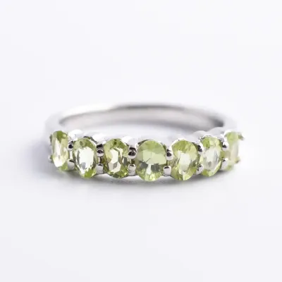 Peridot Sterling Silver Line Ring