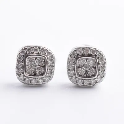 Topaz Sterling Silver Pavé Stud Earrings