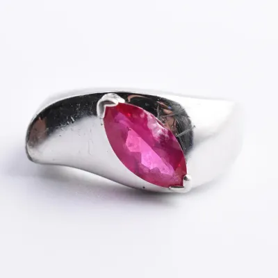 Pink Sapphire Sterling Silver Modernist Ring