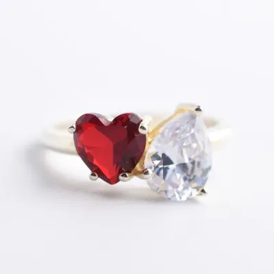 Red Sterling Silver Ring