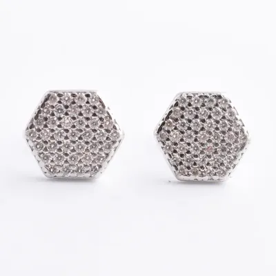 Moissanite Sterling Silver Honeycomb Stud Earrings